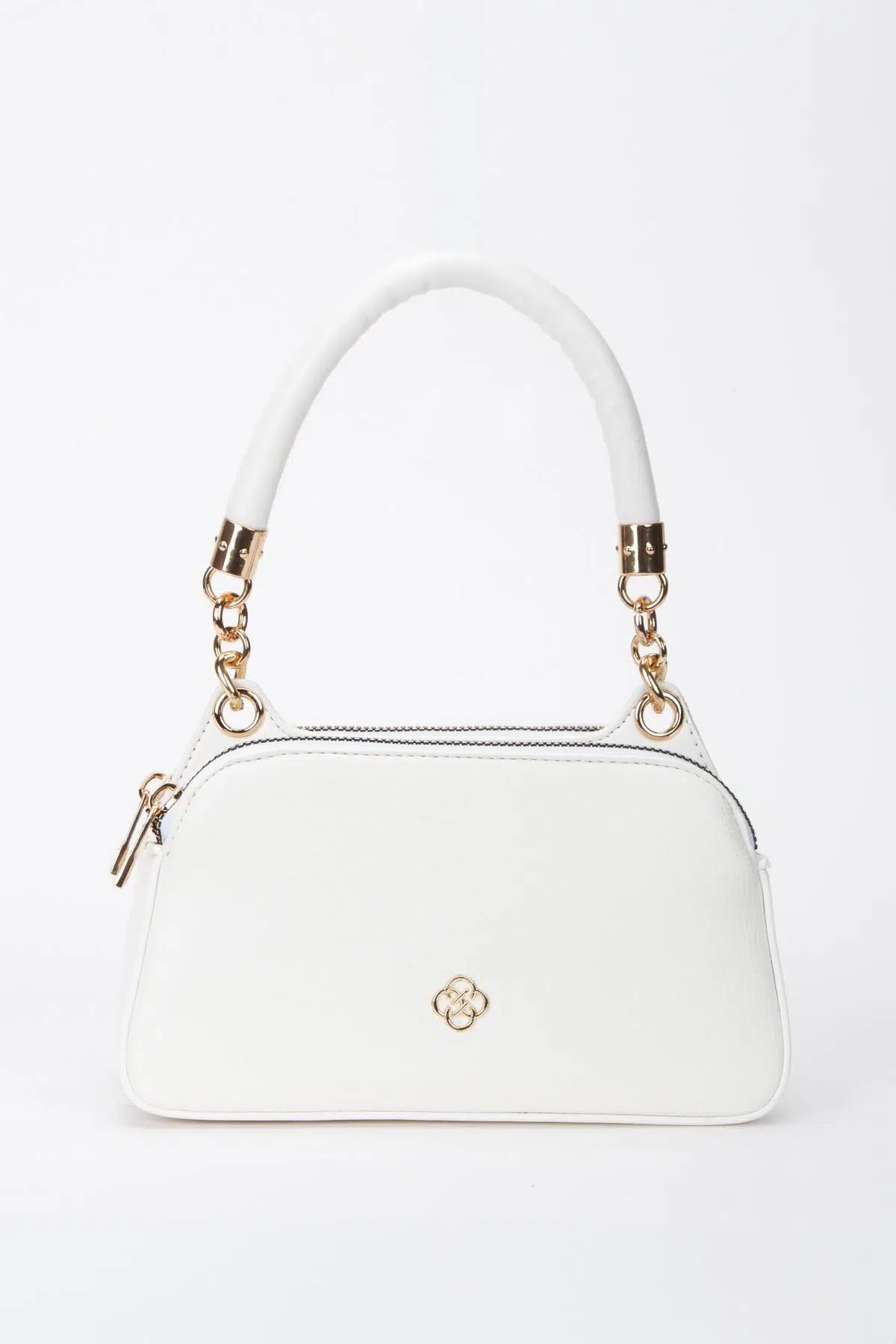 Kadın Fermuarlı El ve Omuz Çantası - Beyaz