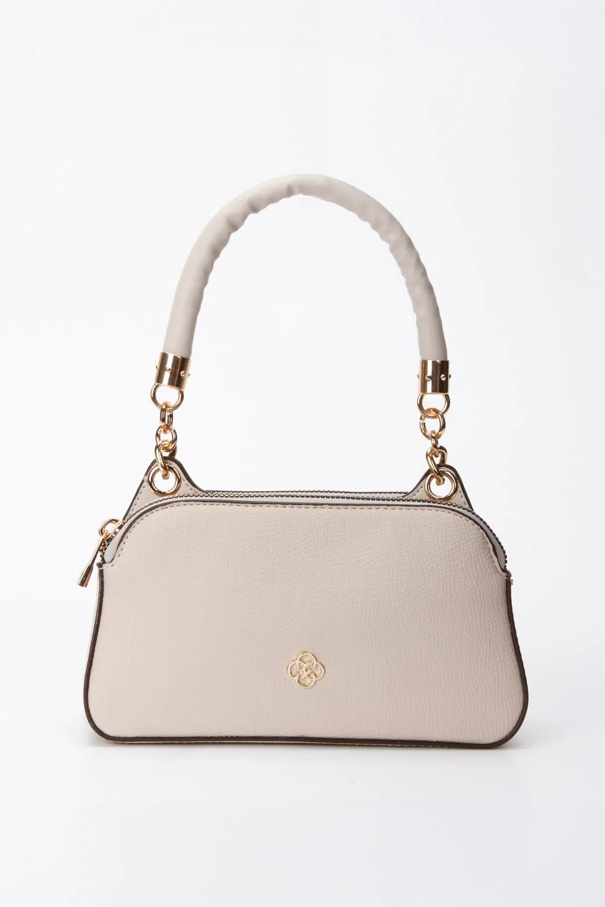 Kadın Fermuarlı El ve Omuz Çantası - Bej